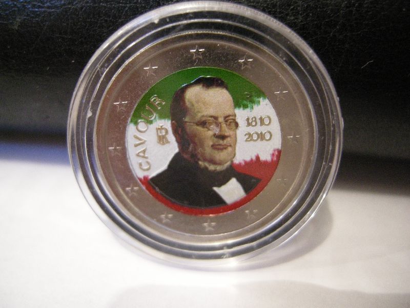 (afbeelding voor) 2 Euromunt Italië 2010 in Colour Cavour ( 2 )